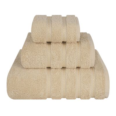 American Soft Linen Premium 3 Piece Towel Set, 1 Bath Towel 1 Hand Towel 1 Washcloth, 600 GSM 100% Cotton Turkish Towels for Bathroom, Beige Towel Set