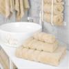 American Soft Linen Premium 3 Piece Towel Set, 1 Bath Towel 1 Hand Towel 1 Washcloth, 600 GSM 100% Cotton Turkish Towels for Bathroom, Beige Towel Set view 2