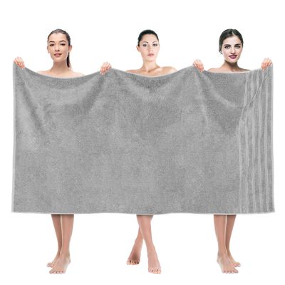 American Soft Linen 35x70 Jumbo Large Bath Towels, 600 GSM 100% Cotton Turkish Bath Sheet, Oversized Luxury Bath Towels for Bathroom Beach and Pool, Light Grey