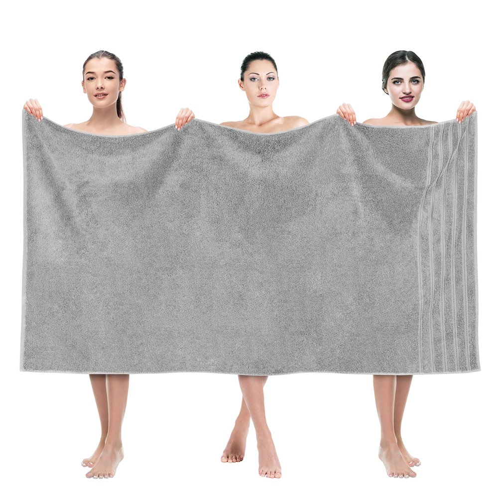American Soft Linen 35x70 Jumbo Large Bath Towels, 600 GSM 100% Cotton Turkish Bath Sheet, Oversized Luxury Bath Towels for Bathroom Beach and Pool, Light Grey