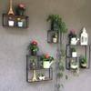 allgala 4-PC Set Wall Mount Creativity Black Metal Frame Wood Finish Floating Shelves view 2
