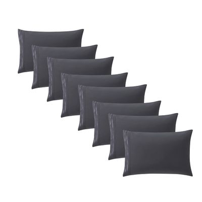 Clara Clark Pillow Cases Queen - Ultra Soft Pillow Cover, Lightweight Microfiber Pillow Cases Set of 8 - Envelope Closure Pillowcases, Charcoal Stone Gray.