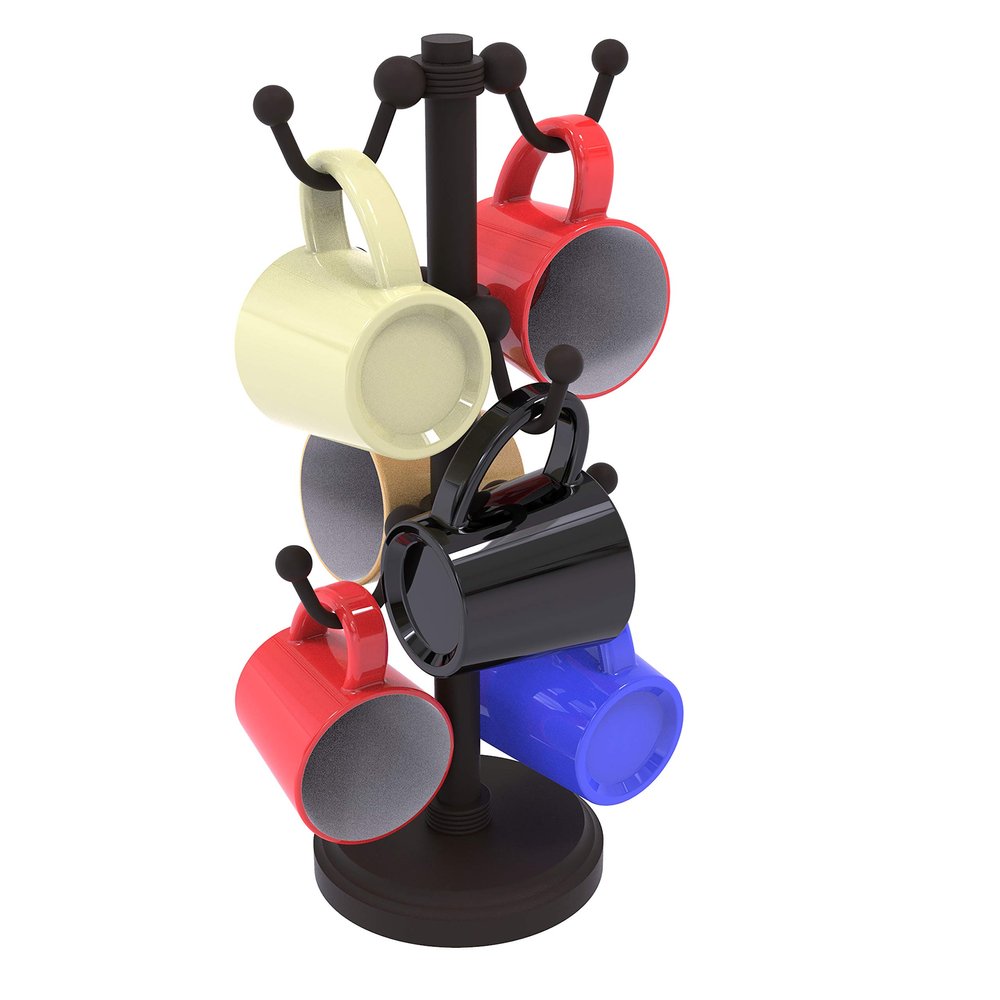 Allied Brass Countertop 6 Groovy Detail Coffee Mug Holder, Oil Rubbed Bronze