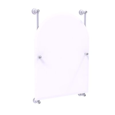 Allied Brass Carolina Crystal Collection Arched Top Frameless Rail Mounted Wall Mirror, Matte White