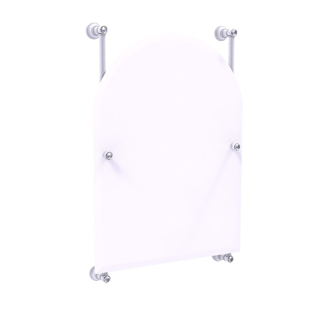 Allied Brass Carolina Crystal Collection Arched Top Frameless Rail Mounted Wall Mirror, Matte White
