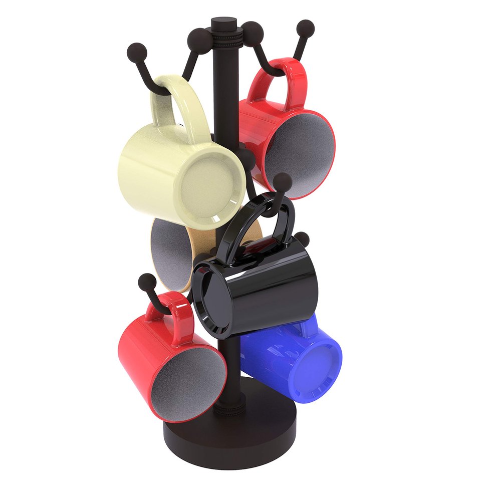 Allied Brass Countertop 6 Dotted Detail Coffee Mug Holder, Oil Rubbed Bronze
