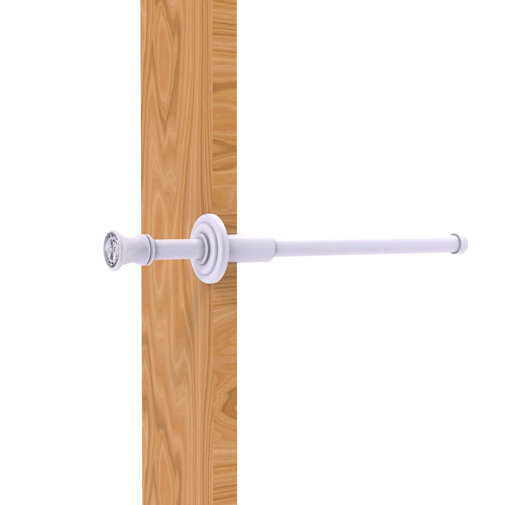 Allied Brass Carolina Crystal Collection Retractable Pullout Garment Rod, Matte White