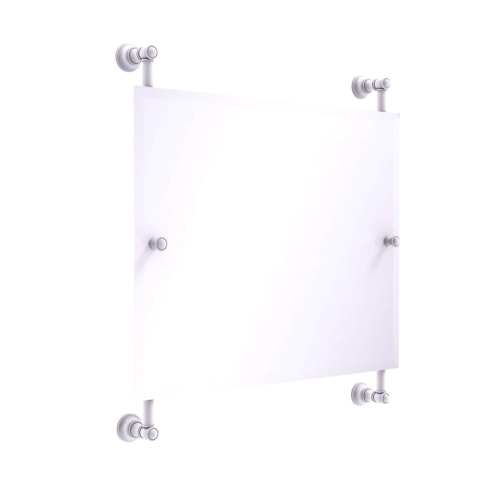 Allied Brass Carolina Landscape Rectangular Frameless Rail Mounted Wall Mirror, Matte White