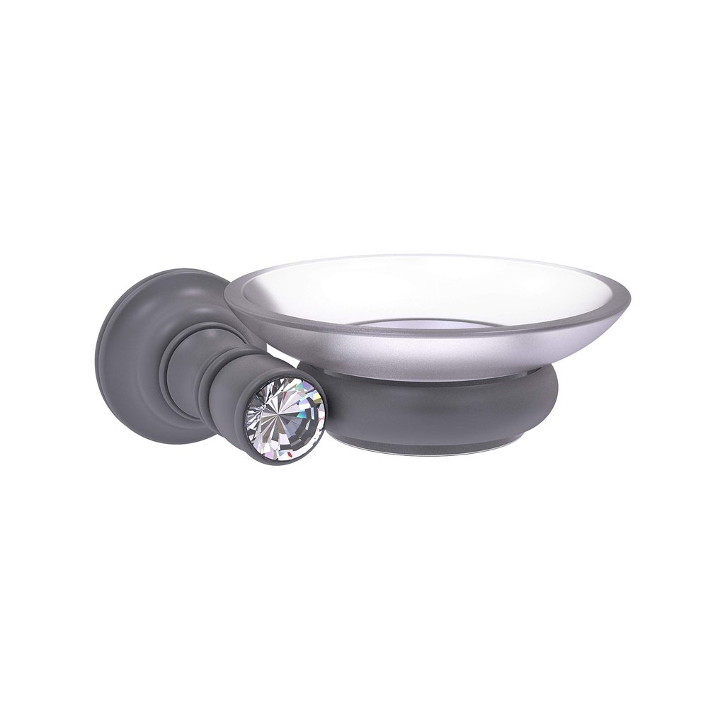 Allied Brass CC-62 Carolina Crystal Collection Wall Mounted Soap Dish, Matte Gray