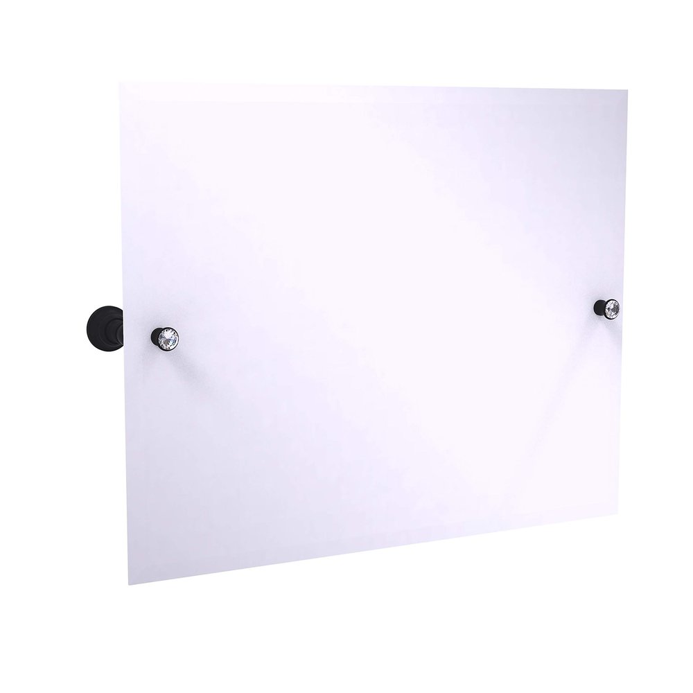 Allied Brass Carolina Crystal Collection Landscape Rectangular Tilt Beveled Edge Wall Mirror, Matte Black