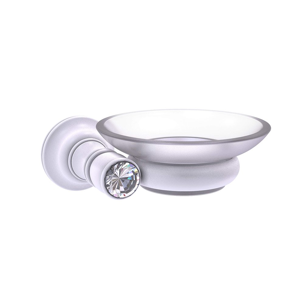 Allied Brass CC-62 Carolina Crystal Collection Wall Mounted Soap Dish, Matte White