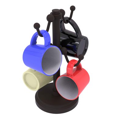 Allied Brass Countertop 4 Groovy Detail Coffee Mug Holder, Oil Rubbed Bronze
