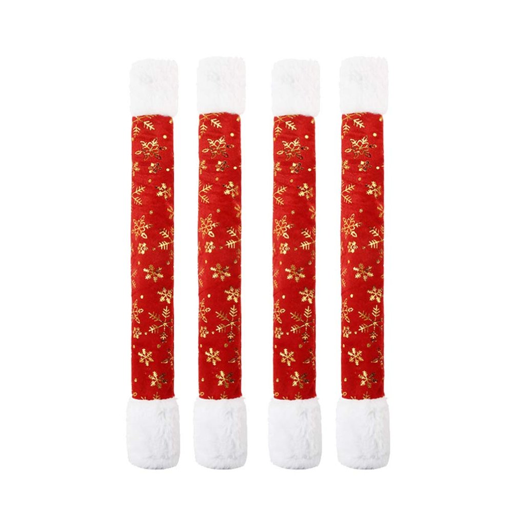 Amosfun 4pcs Refrigerator Door Handle Cover Christmas Appliances Handle Cover Snowflake Printed Kitchen Microwave Dishwasher Decorations