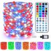 BrizLabs July 4th Fairy Lights, 66ft 200 LED Color Changing Fairy Lights with Remote, Plugin Red White Blue Twinkle Light RGB Rainbow Starry Xmas Light Music Sync for Xmas Halloween Home Party Wedding view 1