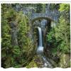Ambesonne Mt Rainier Shower Curtain, Scenery Photo Christine Falls in Mount Rainier National Park America Picturesque, Cloth Fabric Bathroom Decor Set with Hooks, 69" W x 84" L, Sepia Green view 1