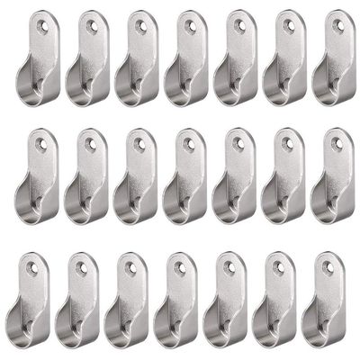 Eyech 40pcs Zinc Alloy Hardware Oval Closet Rod End Supports 16mm x 30mm Wardrobe Flange Bracket Holder