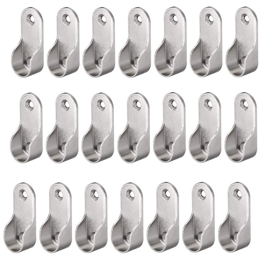 Eyech 40pcs Zinc Alloy Hardware Oval Closet Rod End Supports 16mm x 30mm Wardrobe Flange Bracket Holder