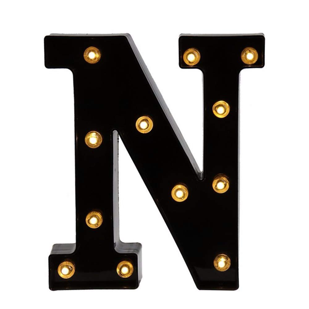 Black & White LED Light Up Sign 2xAA Battery Powered Letter Marquee for Wedding Birthday Party Christmas Lamp Night Light