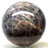 2.3" 275g Black Yellow Orange Moonstone Sphere Polished Natural Sparkling Feldspar Gemstone Crystal Mineral Collectible Dcor Ball - Madagascar + Stand view 2