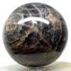2.3" 275g Black Yellow Orange Moonstone Sphere Polished Natural Sparkling Feldspar Gemstone Crystal Mineral Collectible Dcor Ball - Madagascar + Stand view 3