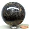 2.3" 275g Black Yellow Orange Moonstone Sphere Polished Natural Sparkling Feldspar Gemstone Crystal Mineral Collectible Dcor Ball - Madagascar + Stand view 4