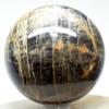 2.3" 270g Sparkling Black w/Orange Moonstone Sphere Polished Natural Labradorescence Feldspar Gemstone Crystal Mineral Ball - Madagascar + Stand view 2