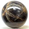 2.3" 270g Sparkling Black w/Orange Moonstone Sphere Polished Natural Labradorescence Feldspar Gemstone Crystal Mineral Ball - Madagascar + Stand view 3