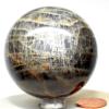 2.3" 270g Sparkling Black w/Orange Moonstone Sphere Polished Natural Labradorescence Feldspar Gemstone Crystal Mineral Ball - Madagascar + Stand view 4