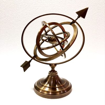 Antique Nautical Brass Armillary Sphere World Globe Brown Metal Base Office Decorative