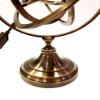 Antique Nautical Brass Armillary Sphere World Globe Brown Metal Base Office Decorative view 4