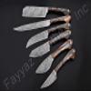 FB LEATHER CRAFTS Custom Made Damascus Steel Kitchen Knife 6-Pcs Set FBK-01011, 01021, 01040, 01071, 01083, 01084, 01085 and 01135 (Multi Colors Resin) view 4