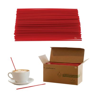 [4000 PACK] 8 Inch Compostable Plastic Stirrer, Bio Degradable, Eco Friendly, Sip Stirrer, Bar Stirrer, Sip Straw, For Coffee, Cocktail, Latte and Tea - 8 Inches, 1000/Box, Red