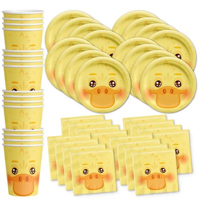 Duck Birthday Party Supplies Set Plates Napkins Cups Tableware Kit for 16