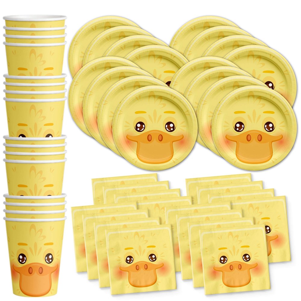 Duck Birthday Party Supplies Set Plates Napkins Cups Tableware Kit for 16