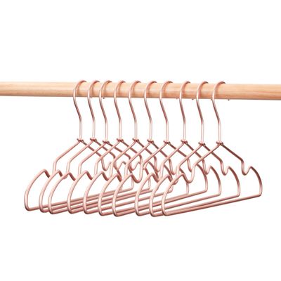 10Pack Koobay 13" Non Slip Rose Gold Wire Top Children Clothes Suit Coat Metal Hanger