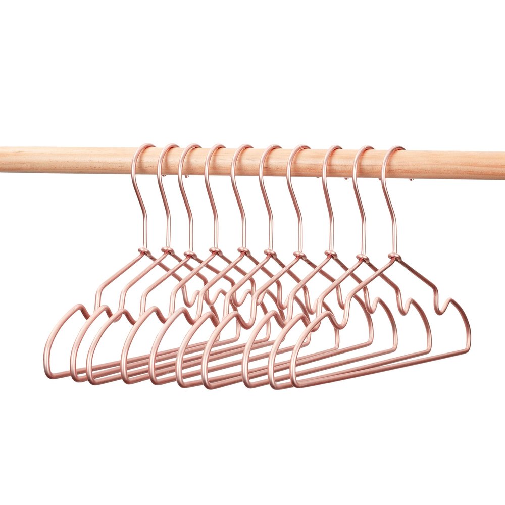 10Pack Koobay 13" Non Slip Rose Gold Wire Top Children Clothes Suit Coat Metal Hanger