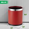 Brelso Small Office Trash Can, Open Top Small Wastebasket Bin, Invisi-Overlap' Metal Garbage Can, Waste Basket for Powder Room, Vanity, Bathroom (Red) view 3