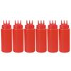 uxcell 6pcs 16 OZ Plastic Three Hole Condiment Squeeze Bottles Perfect for Cooking Salad Ketchup BBQ Syrup Condiments Dispenser Red view 1