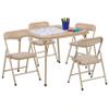Flash Furniture Mindy Kids 5-Piece Folding Square Table and Chairs Set for Daycare and Classrooms, Children's Activity Table and Chairs Set, Tan view 1