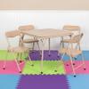 Flash Furniture Mindy Kids 5-Piece Folding Square Table and Chairs Set for Daycare and Classrooms, Children's Activity Table and Chairs Set, Tan view 2