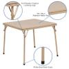 Flash Furniture Mindy Kids 5-Piece Folding Square Table and Chairs Set for Daycare and Classrooms, Children's Activity Table and Chairs Set, Tan view 3