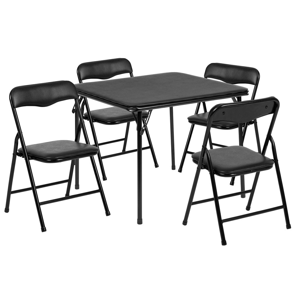 Flash Furniture Mindy Kids 5-Piece Folding Table and Chairs Set for Daycare and Classrooms, Children's Activity Table and Chairs Set, Black
