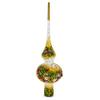 Dimensional Roses Bouquet on White Glass Christmas Tree Topper 11 Inches view 1