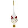 Bow and Bells on White Glass Christmas Tree Topper 11 Inches view 2