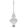 White Roses and Pearls on Glossy White Glass Christmas Tree Topper 11 Inches view 1