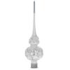 White Roses and Pearls on Glossy White Glass Christmas Tree Topper 11 Inches view 2