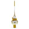 Golden Twisted Rope and Bow on White Glass Christmas Tree Topper 11 Inches view 2