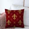 Starotor Throw Pillow Covers 16" x 16" Heraldic Red Lis Expensive Kingly Gold Lily LYS Fleur Pattern Medieval King France Empire Design Cushion Case Cotton Linen for Winter Home Decoration view 1