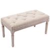 chairus Fabric Entryway Bench with Button Tufted Seat and Rustic Wood Legs, Vintage Bedroom Bench End of Bed, Padded Extra Seating Bench for Living Room Office Studio Hallway, Beige view 1