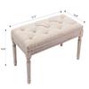 chairus Fabric Entryway Bench with Button Tufted Seat and Rustic Wood Legs, Vintage Bedroom Bench End of Bed, Padded Extra Seating Bench for Living Room Office Studio Hallway, Beige view 3